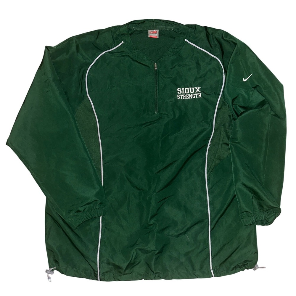 Nike Team Fighting Sioux Strength Quarter Zip Windbreaker Jacket Green Mens XL